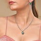 VOJ Silver Plated Green Teardrop Stone Studded Simple Jewellery Set - Swadesiicart