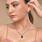 VOJ Silver Plated Green Teardrop Stone Studded Simple Jewellery Set - Swadesiicart