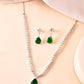 VOJ Silver Plated Green Teardrop Stone Studded Simple Jewellery Set - Swadesiicart