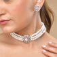 VOJ Silver Plated Pearl And Ad Stone Studded Choker Necklace With Earrings Set | Swadesiicart