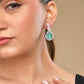 VOJ Silver Plated Teal And Pink Stone Studded Elegant Earrings - Swadesiicart
