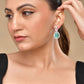 VOJ Silver Plated Teal And Pink Stone Studded Elegant Earrings - Swadesiicart