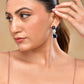 VOJ Silver Plated Blue Stone Studded Floral Shaped Studs Earrings - Swadesiicart