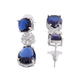 VOJ Silver Plated Blue Stone Studded Floral Shaped Studs Earrings - Swadesiicart