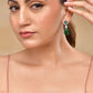 VOJ Silver Plated Green Stone Studded Floral Shaped Studs Earrings - Swadesiicart
