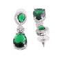 VOJ Silver Plated Green Stone Studded Floral Shaped Studs Earrings - Swadesiicart