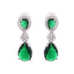 VOJ Silver Plated Green Stone Studded Floral Shaped Studs Earrings - Swadesiicart