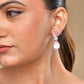 VOJ Silver Plated Baby Pink Stone Studded Floral Shaped Studs Earrings - Swadesiicart