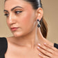 VOJ Silver Plated Black Stone Studded Floral Shaped Studs Earrings - Swadesiicart