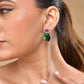 VOJ Silver Plated Green And Red Stone Studded Elegant Ad Earrings - Swadesiicart