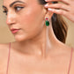 VOJ Silver Plated Green And Red Stone Studded Elegant Ad Earrings - Swadesiicart