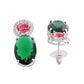VOJ Silver Plated Green And Red Stone Studded Elegant Ad Earrings - Swadesiicart