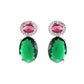 VOJ Silver Plated Green And Red Stone Studded Elegant Ad Earrings - Swadesiicart