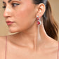 VOJ Silver Plated Red Stone Studded Ad Earrings - Swadesiicart