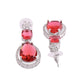 VOJ Silver Plated Red Stone Studded Ad Earrings - Swadesiicart