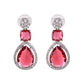 VOJ Silver Plated Red Stone Studded Ad Earrings - Swadesiicart