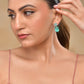 VOJ Silver Plated Sea Green Stone Studded Ad Earrings - Swadesiicart