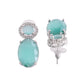 VOJ Silver Plated Sea Green Stone Studded Ad Earrings - Swadesiicart