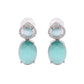 VOJ Silver Plated Sea Green Stone Studded Ad Earrings - Swadesiicart
