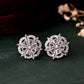 VOJ Silver Plated Floral Shape Ad Stone Studded Studs Earrings - Swadesiicart