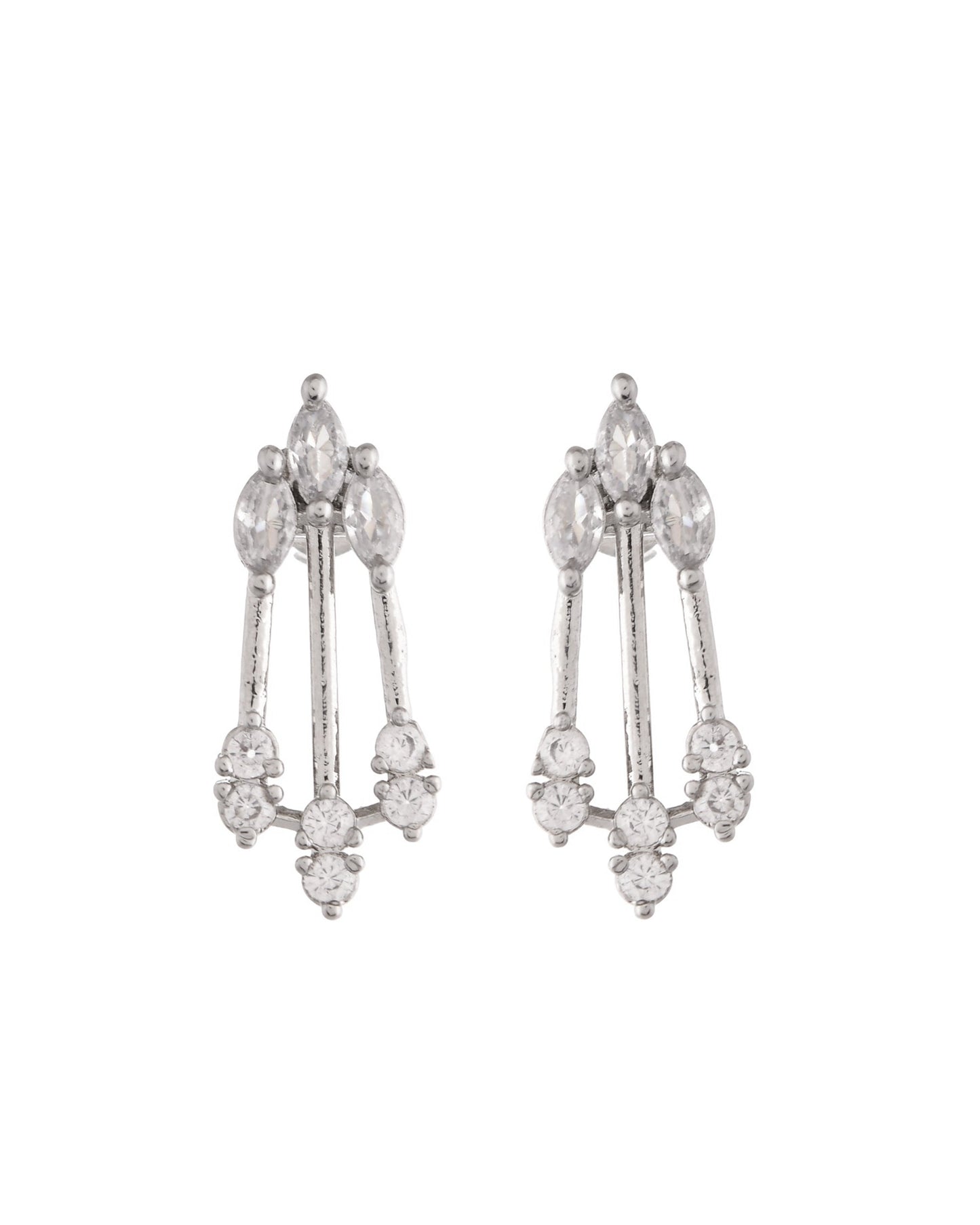 VOJ Silver Plated Ad Stone Studded Elegant Minimal Jewellery Set - Swadesiicart