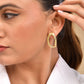 VOJ Gold Polished Anti Tarnished Oval Shaped Studs Earrings - Swadesiicart