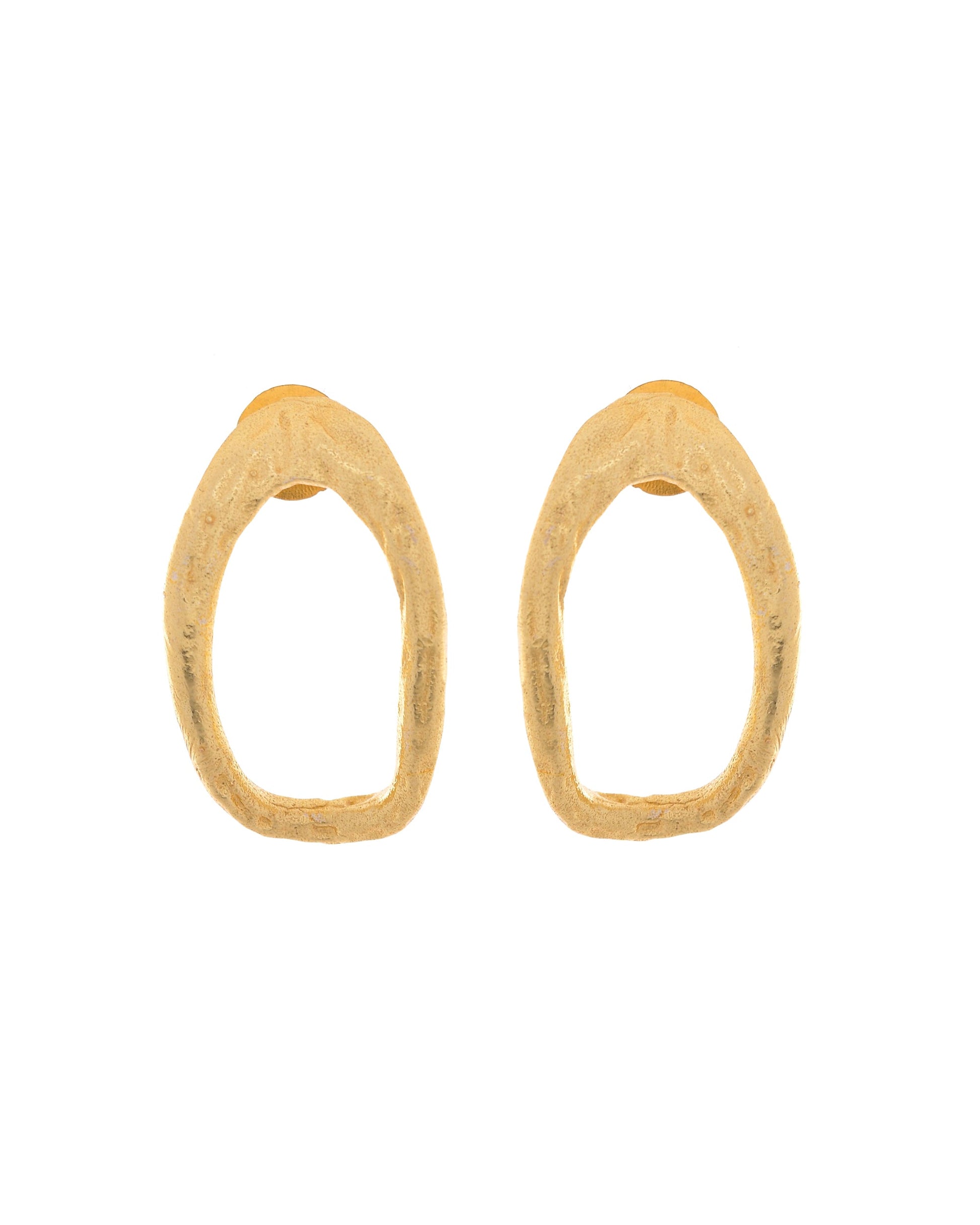 VOJ Gold Polished Anti Tarnished Oval Shaped Studs Earrings - Swadesiicart