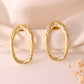 VOJ Gold Polished Anti Tarnished Oval Shaped Studs Earrings - Swadesiicart