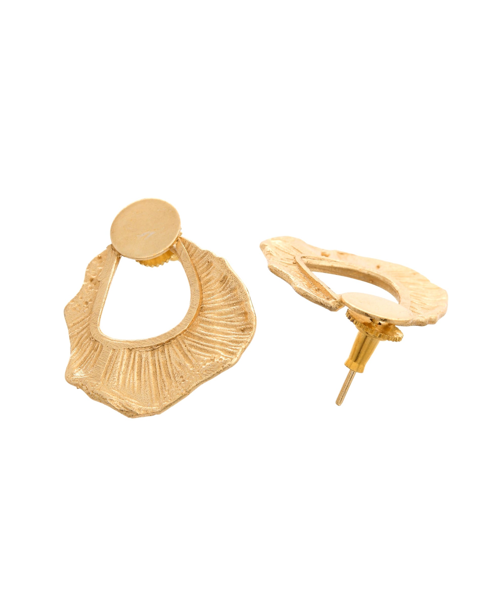 VOJ Gold Polished Anti Tarnished Designer Studs Earrings - Swadesiicart