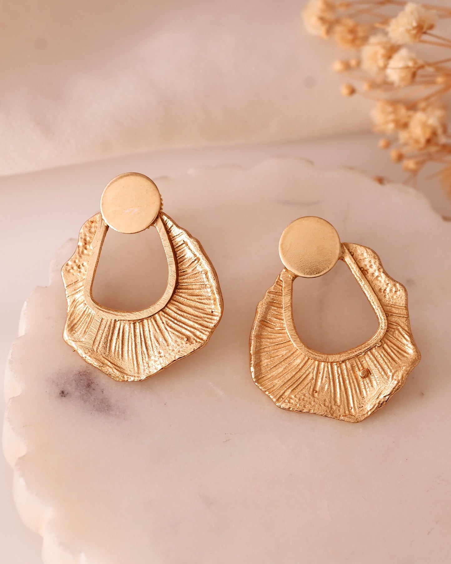 VOJ Gold Polished Anti Tarnished Designer Studs Earrings - Swadesiicart