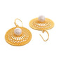 VOJ Gold Polished Anti Tarnish Circular Shaped Drop Earrings - Swadesiicart