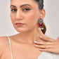 VOJ Silver Plated Oxidized Red Stone Studded Earrings - Swadesiicart