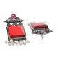 VOJ Silver Plated Oxidized Red Stone Studded Earrings - Swadesiicart