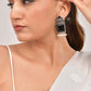 VOJ Silver Plated Oxidized Black Stone Studded Earrings - Swadesiicart
