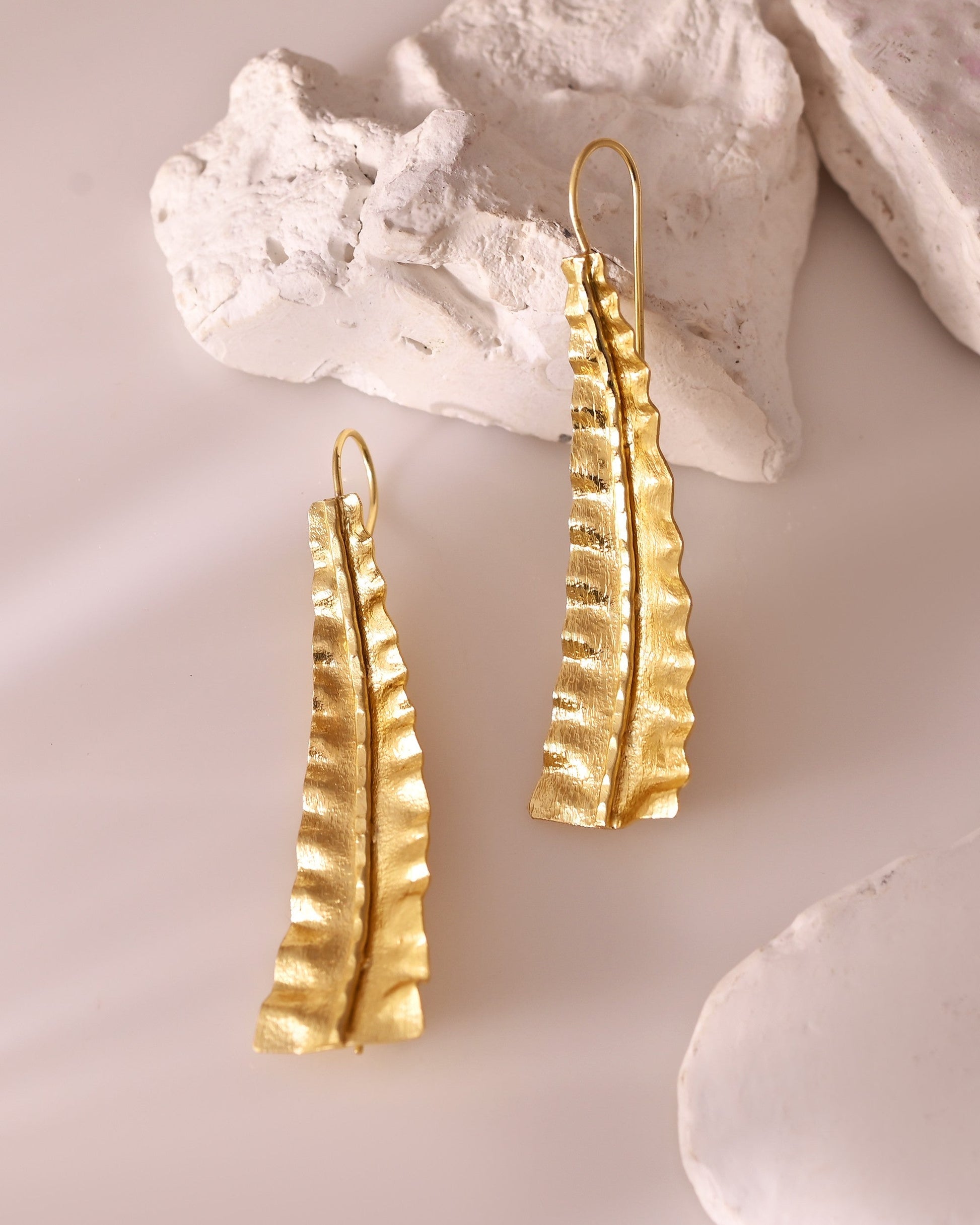 VOJ Gold Polished Anti Tarnished Elegant Designer Drop Earrings - Swadesiicart