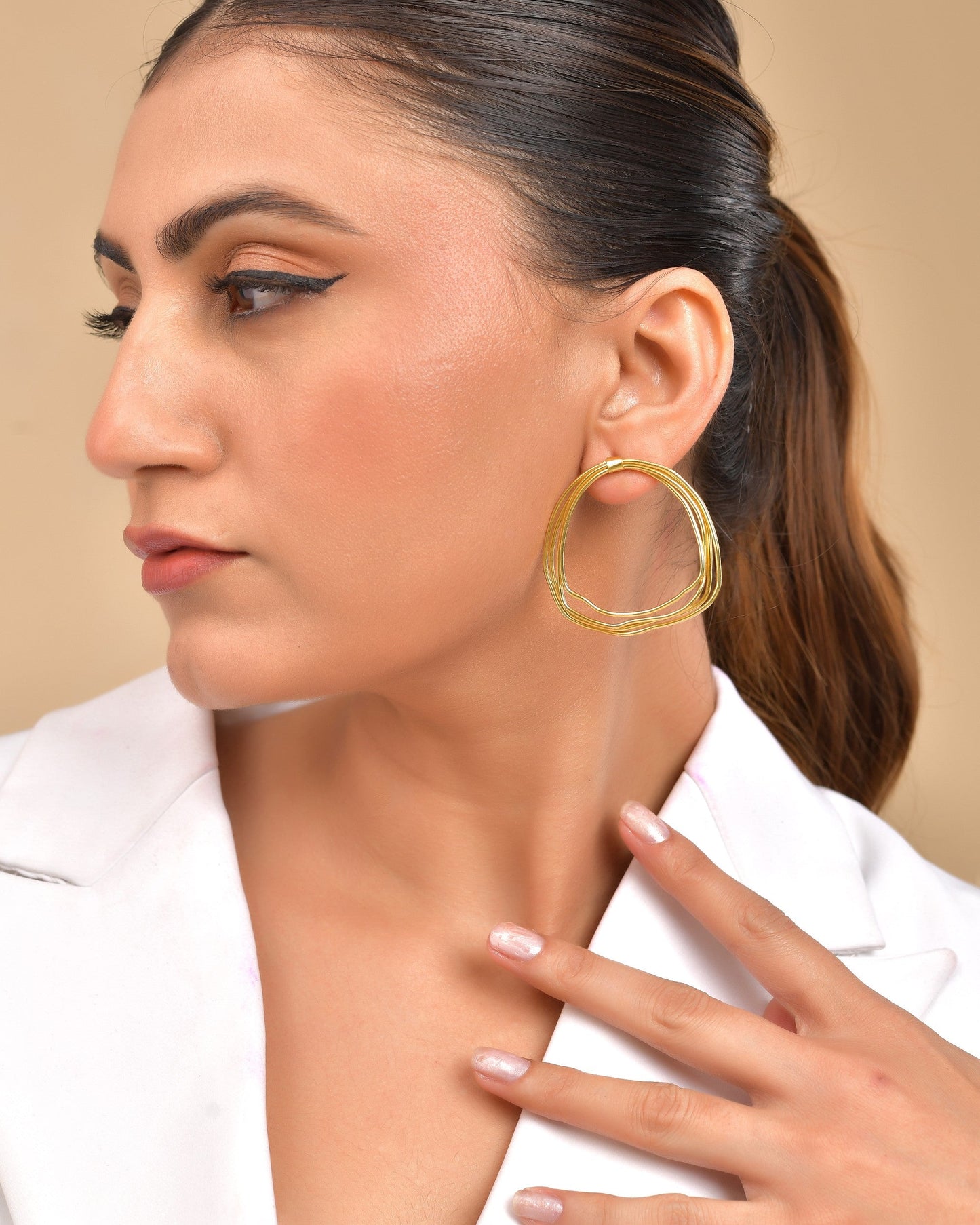 VOJ Gold Polished Anti Tarnished Multi Wired Studs Earrings - Swadesiicart
