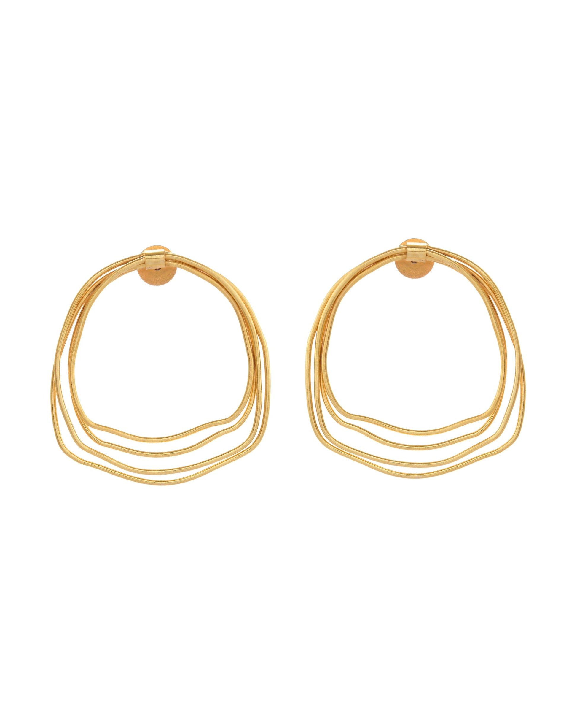 VOJ Gold Polished Anti Tarnished Multi Wired Studs Earrings - Swadesiicart