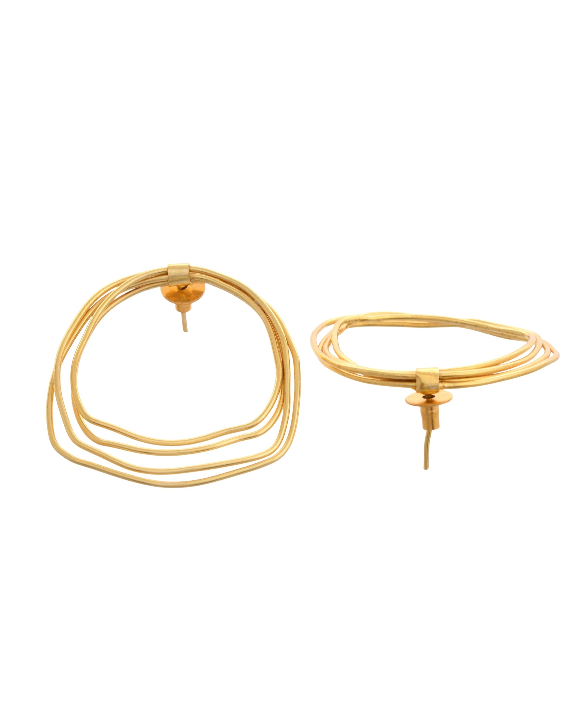 VOJ Gold Polished Anti Tarnished Multi Wired Studs Earrings - Swadesiicart