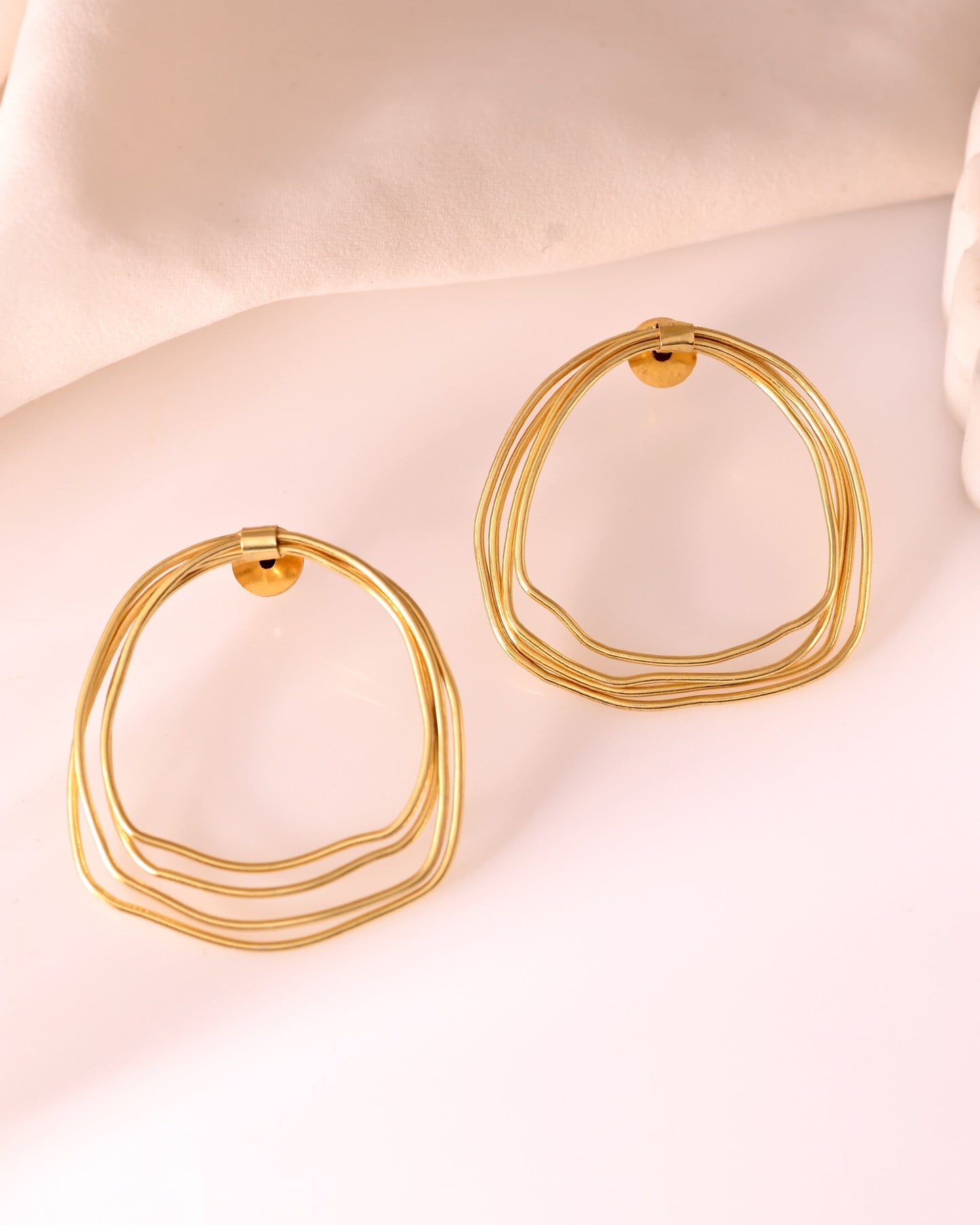 VOJ Gold Polished Anti Tarnished Multi Wired Studs Earrings - Swadesiicart