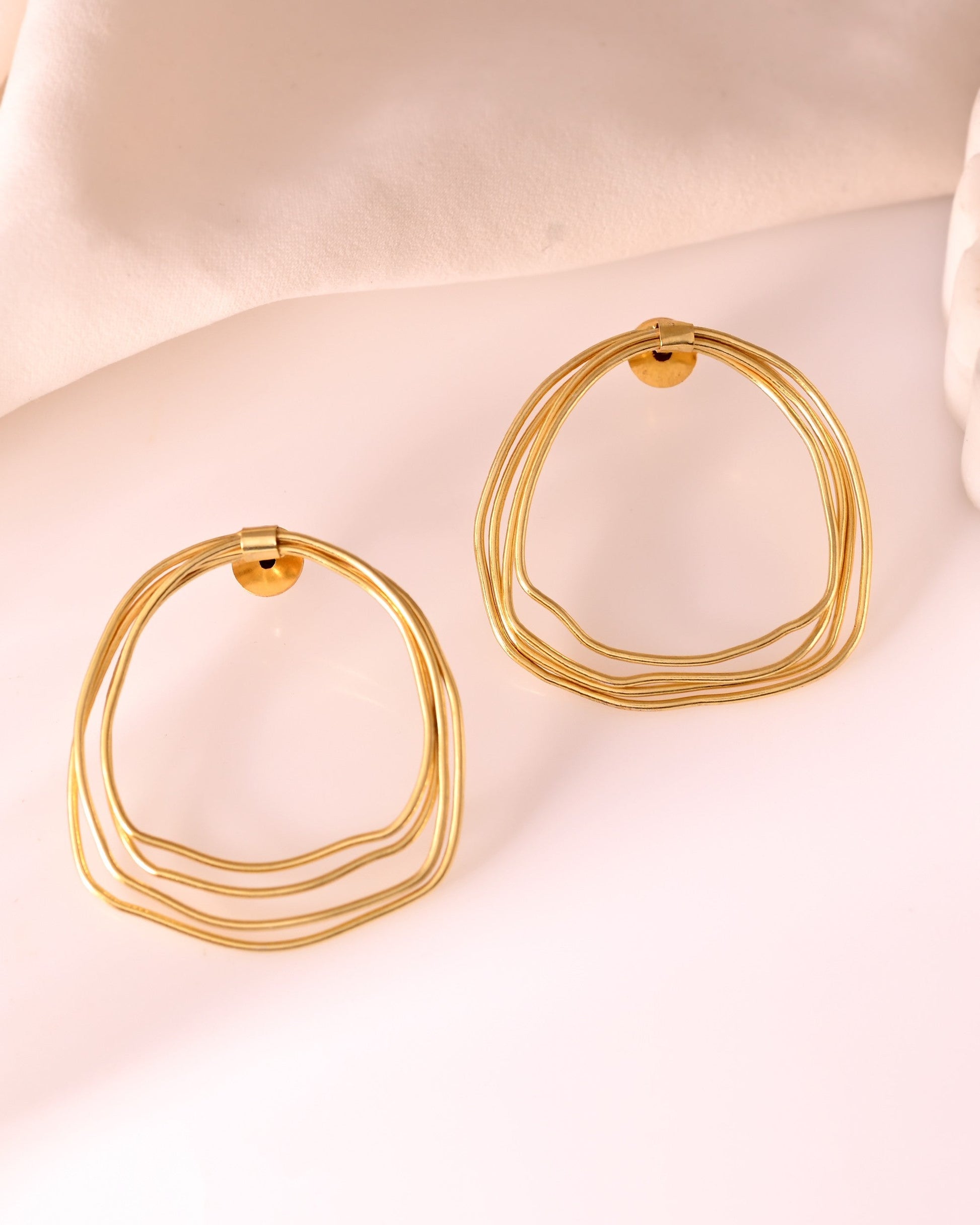VOJ Gold Polished Anti Tarnished Multi Wired Studs Earrings - Swadesiicart