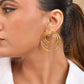 VOJ Gold Polished Anti Tarnished Semi Circle Studs Earrings - Swadesiicart