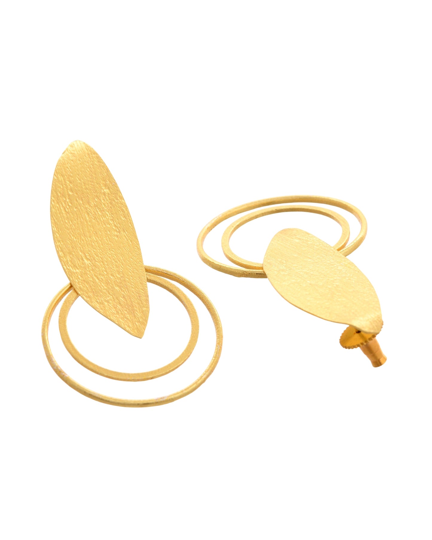VOJ Gold Polished Stainless Steel Designer Anti Tarnished Earrings - Swadesiicart
