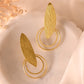 VOJ Gold Polished Stainless Steel Designer Anti Tarnished Earrings - Swadesiicart