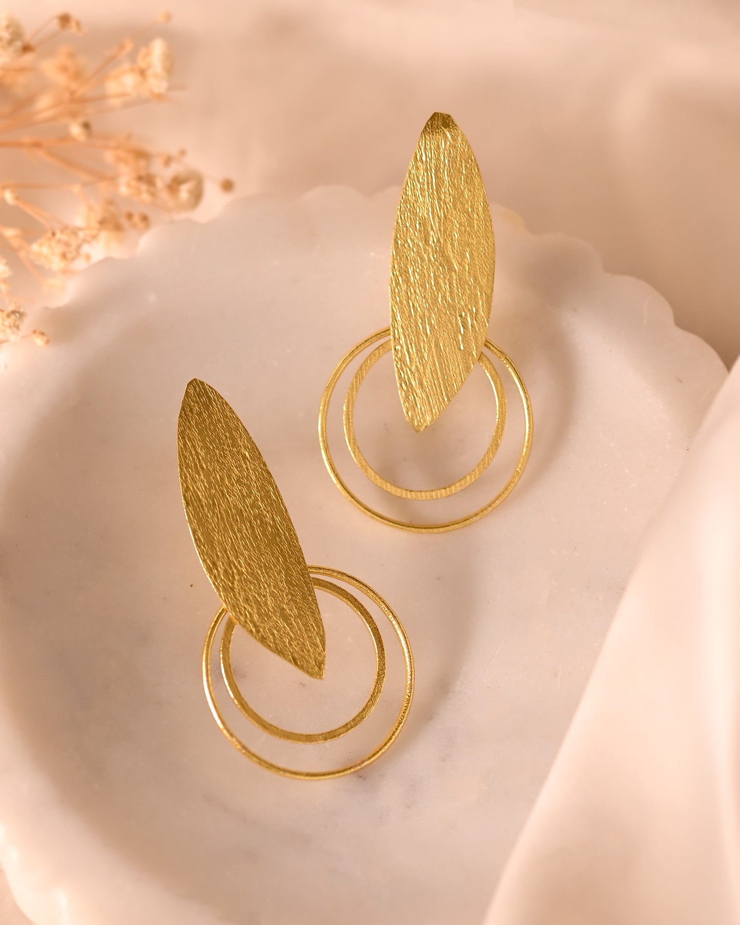 VOJ Gold Polished Stainless Steel Designer Anti Tarnished Earrings - Swadesiicart