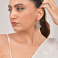 VOJ Silver Plated Floral Shaped Oxidized Drop Earrings - Swadesiicart
