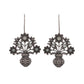VOJ Silver Plated Floral Shaped Oxidized Drop Earrings - Swadesiicart