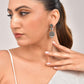 VOJ Silver Plated Oxidized Geometrical Shaped Studs Earrings - Swadesiicart