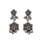 VOJ Silver Plated Oxidized Geometrical Shaped Studs Earrings - Swadesiicart