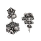 VOJ Silver Plated Oxidized Geometrical Shaped Studs Earrings - Swadesiicart