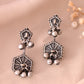 VOJ Silver Plated Oxidized Geometrical Shaped Studs Earrings - Swadesiicart